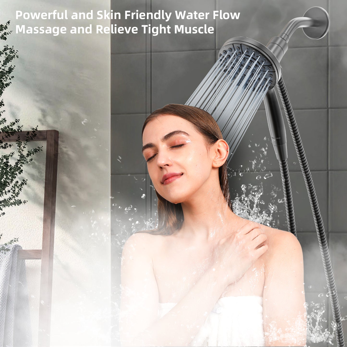 BESAQUO 9 Settings High Pressure Magnetic Handheld Shower Head & Power Wash | Black