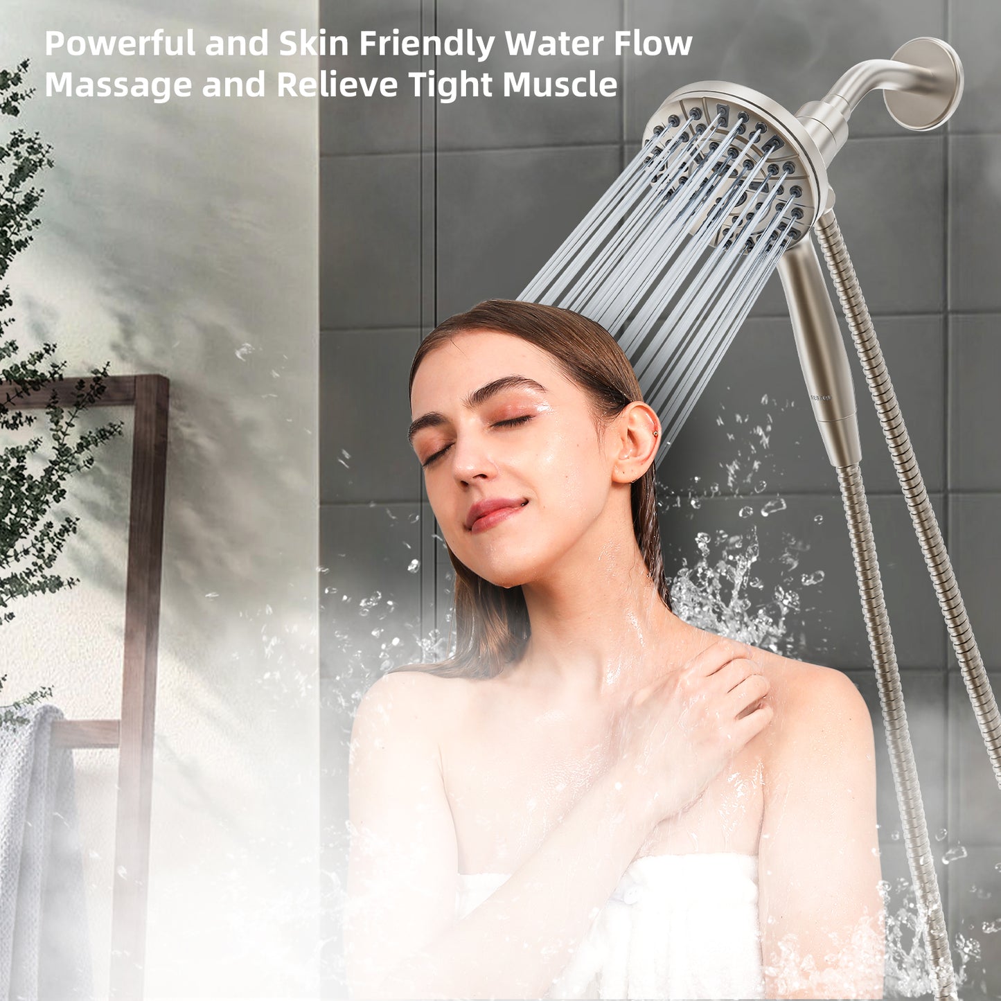 BESAQUO 9 Settings High Pressure Magnetic Handheld Shower Head & Power Wash | Nickel
