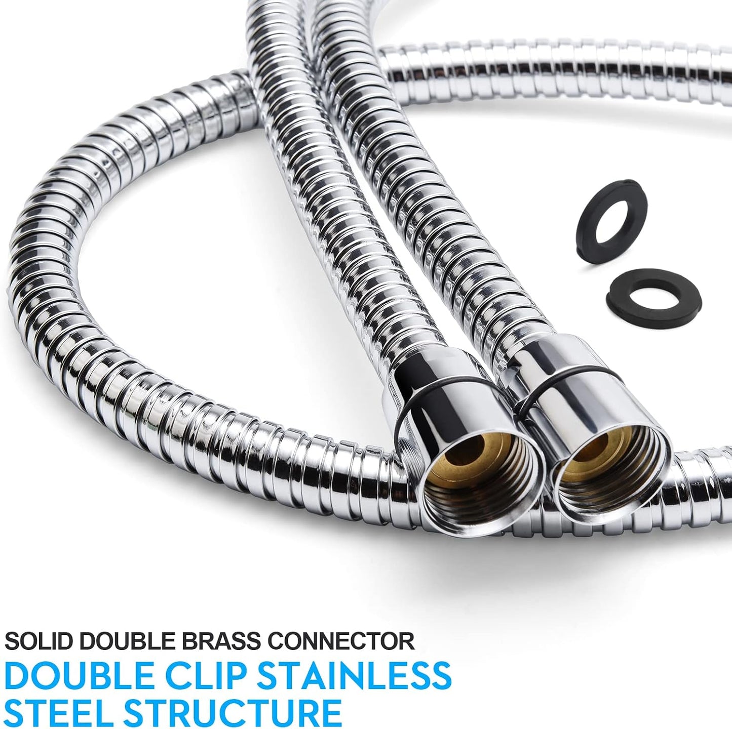 BESAQUO 6ft Extra Long Stainless Steel Handheld Shower Head Hose | Chrome