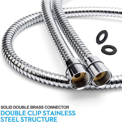 BESAQUO 6ft Extra Long Stainless Steel Handheld Shower Head Hose | Chrome