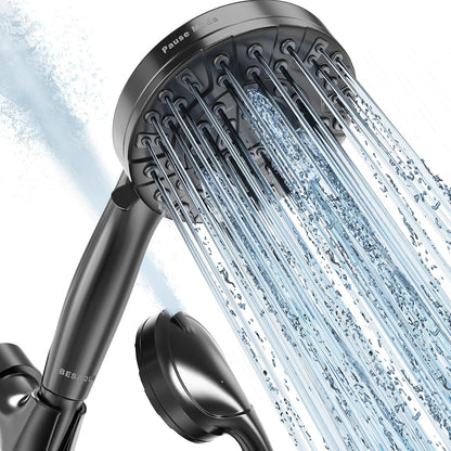 BESAQUO 9 Settings High Pressure Handheld shower head & Power Wash, Pause Mode | Black