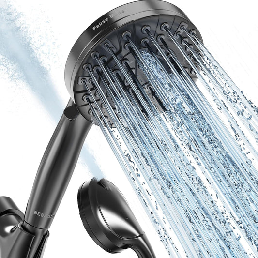 BESAQUO 9 Settings High Pressure Handheld shower head & Power Wash, Pause Mode | Black