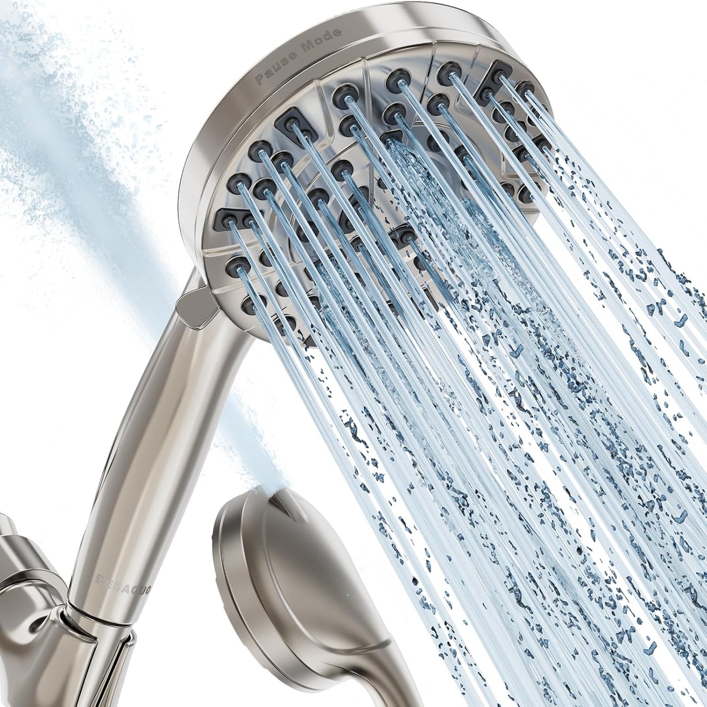 BESAQUO 9 Settings High Pressure Handheld shower head & Power Wash, Pause Mode | Nickel