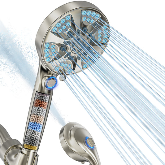 BESAQUO 9 Settings High Pressure Filtered Handheld Shower head & Power Wash | Nickel