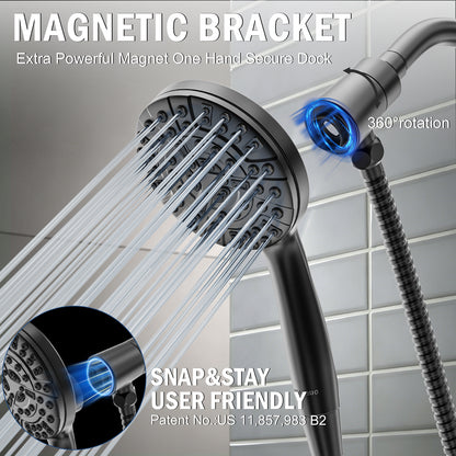 BESAQUO 9 Settings High Pressure Magnetic Handheld Shower Head & Power Wash | Black