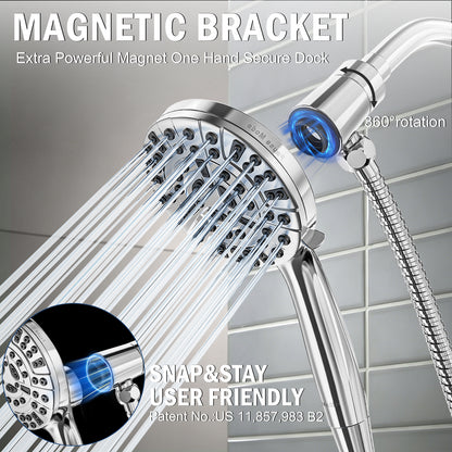 BESAQUO 9 Settings High Pressure Magnetic Handheld Shower Head & Power Wash | Chrome