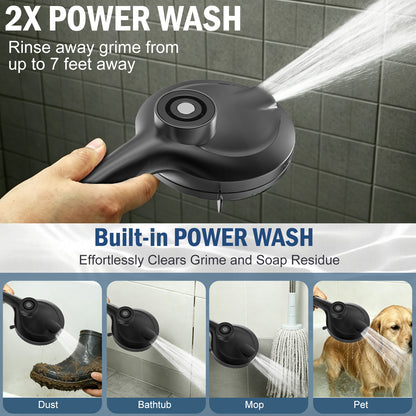 BESAQUO 9 Settings High Pressure Magnetic Handheld Shower Head & Power Wash | Black