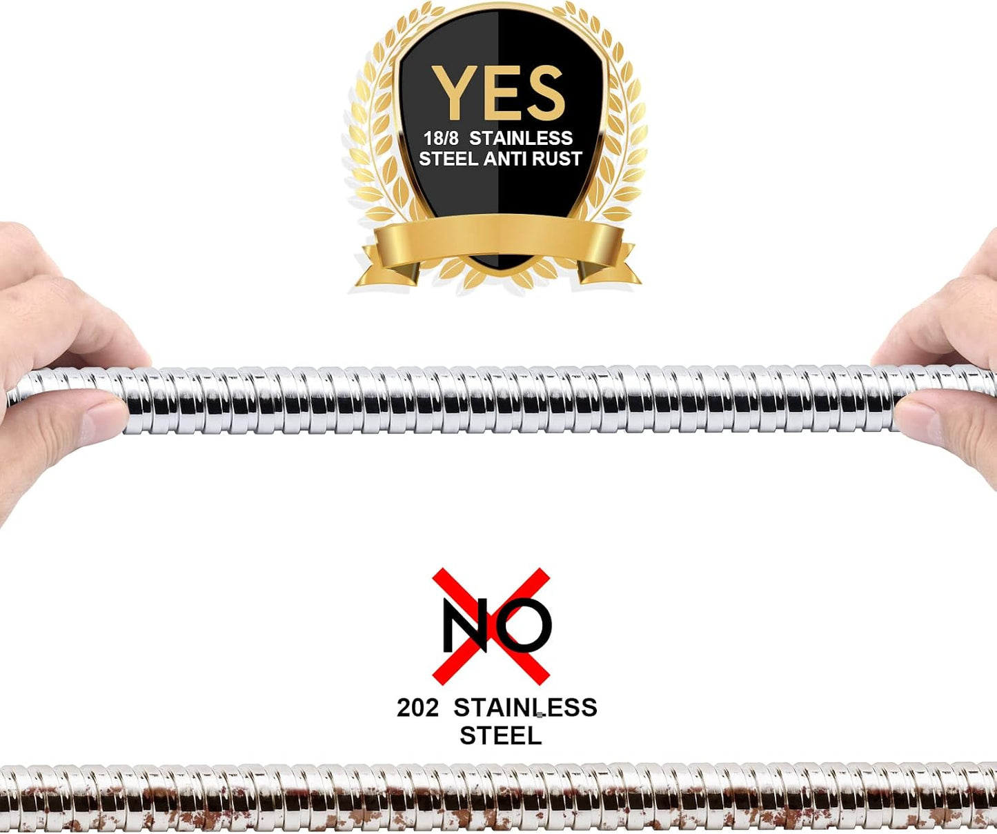BESAQUO 6ft Extra Long Stainless Steel Handheld Shower Head Hose | Chrome