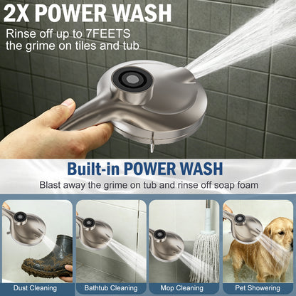 BESAQUO 9 Settings High Pressure Magnetic Handheld Shower Head & Power Wash | Nickel