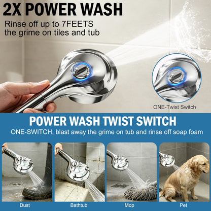 BESAQUO 9 Settings High Pressure Filtered Handheld Shower head & Power Wash | Chrome