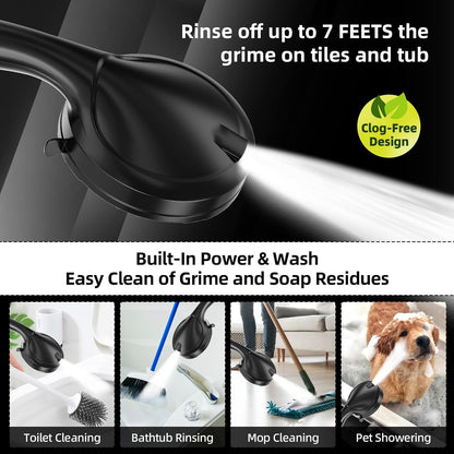 BESAQUO 9 Settings High Pressure Handheld shower head & Power Wash, Pause Mode | Black