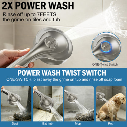 BESAQUO 9 Settings High Pressure Filtered Handheld Shower head & Power Wash | Nickel
