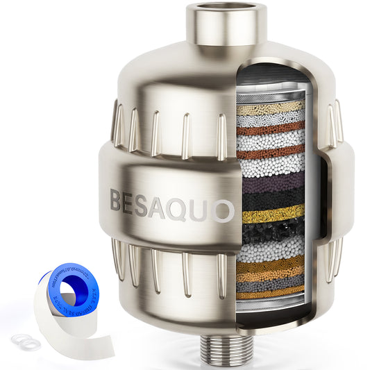 BESAQUO Shower Filter Head for Hard Water | Nickel