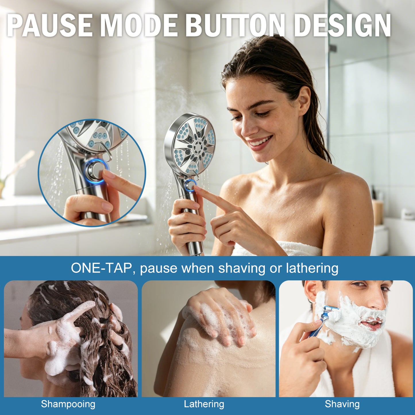 BESAQUO 9 Settings High Pressure Filtered Handheld Shower head & Power Wash | Chrome