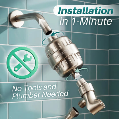 BESAQUO Shower Filter Head for Hard Water | Nickel