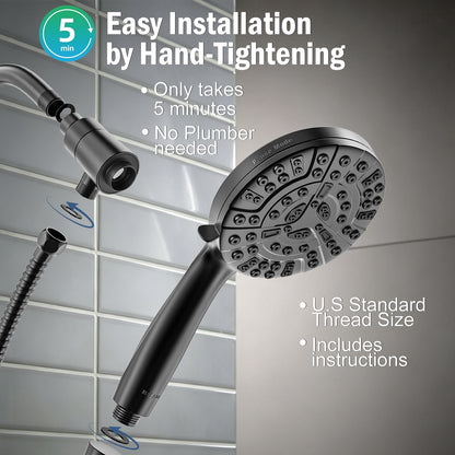 BESAQUO 9 Settings High Pressure Magnetic Handheld Shower Head & Power Wash | Black
