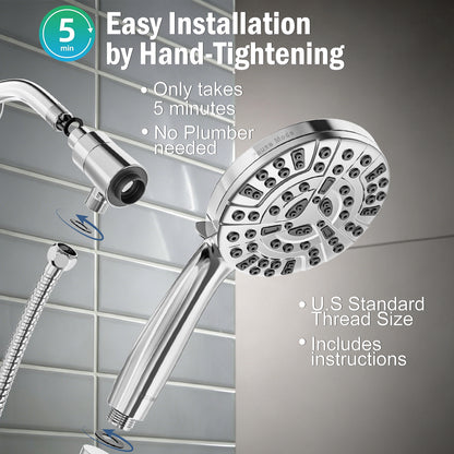 BESAQUO 9 Settings High Pressure Magnetic Handheld Shower Head & Power Wash | Chrome