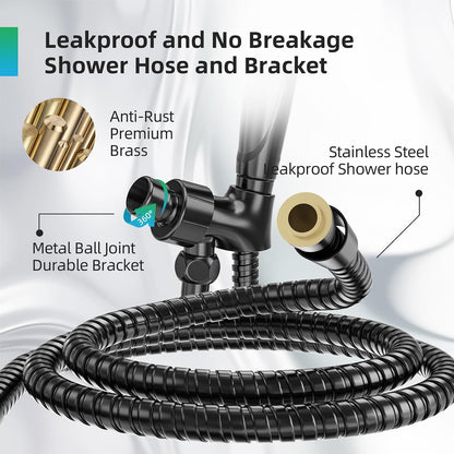 BESAQUO 9 Settings High Pressure Handheld shower head & Power Wash, Pause Mode | Black