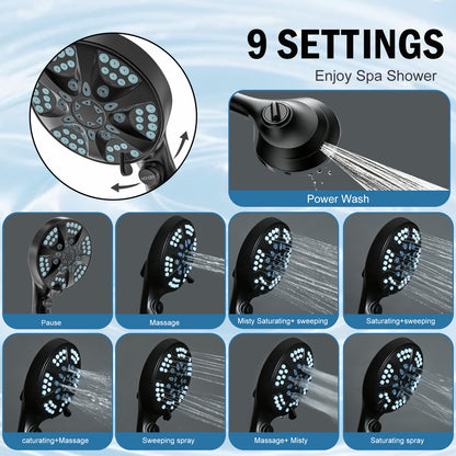 BESAQUO 9 Settings High Pressure Filtered Handheld Shower head & Power Wash | Chrome