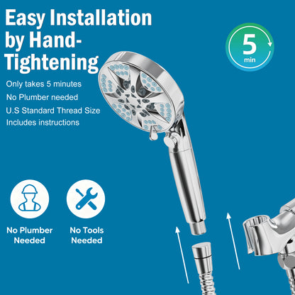 BESAQUO 9 Settings High Pressure Filtered Handheld Shower head & Power Wash | Chrome