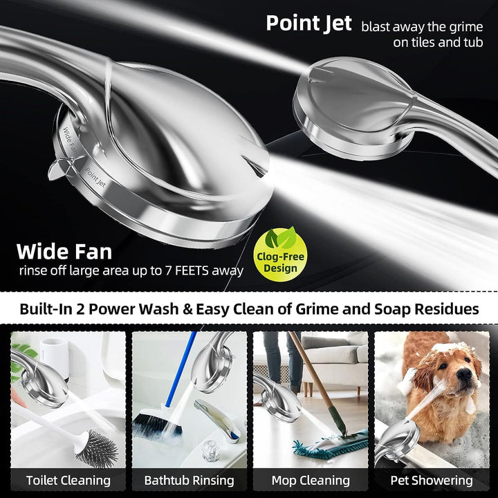 BESAQUO 10 Functions High Pressure shower head with handheld, Built-in Pause Mode &amp; 2 Power Wash