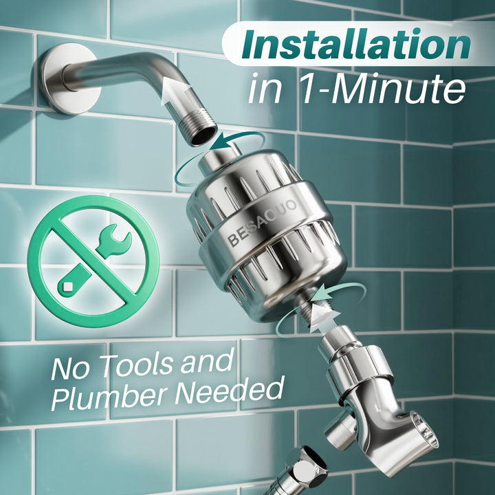Shower Filter Head for Hard Water, Remove Chlorine, Heavy Metals, for Softer Skin, Shinier Hair and Stronger nails, with 20 Filtration Stages